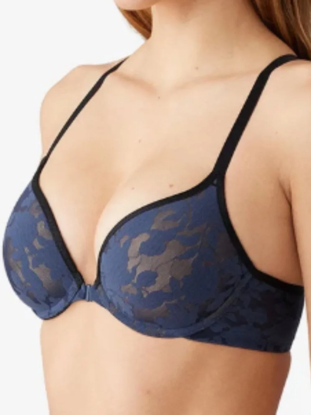 Wacoal Front Close Push Up Bra Racerback Black Floral Stretch Lace 36D